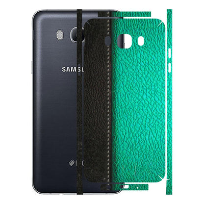 Samsung M/F/Note/Flip and C Phone Skins (All Models) - Black Green Dual Leather Stich - 3D Embossed Finish (L-233) Samsung Galaxy On 8