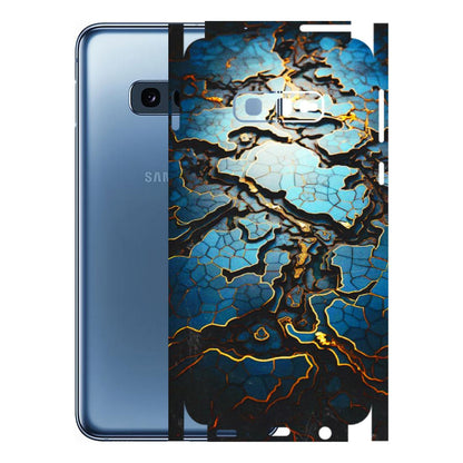 Samsung A/S Series Phone Skins (All Models) - Blue Gold Abstract - 3D Embossed Finish (L-11) Samsung Galaxy S10E