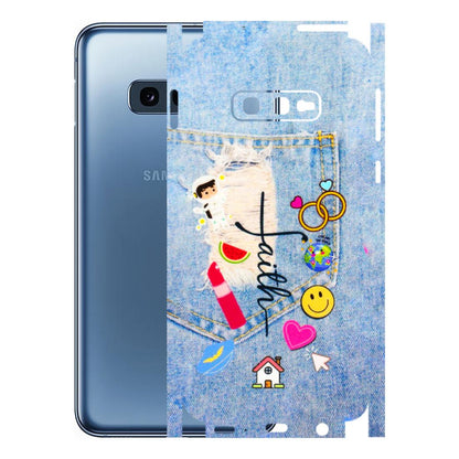 Samsung A/S Series Phone Skins (All Models) - Denim Jeans Pocket - 3D Embossed Finish (L-134) Samsung Galaxy S10E