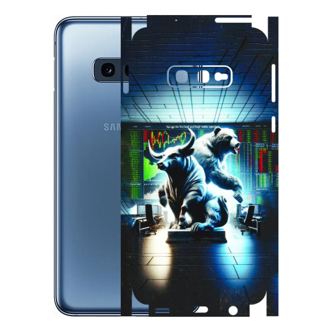Samsung A/S Series Phone Skins (All Models) - Stock Market Sensex Bear vs Bulls - 3D Embossed Finish (L-15) Samsung Galaxy S10E