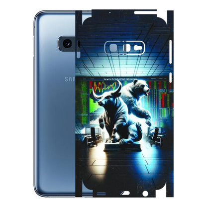 Samsung A/S Series Phone Skins (All Models) - Stock Market Sensex Bear vs Bulls - 3D Embossed Finish (L-15) Samsung Galaxy S10E