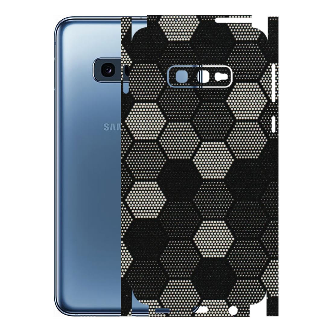 Samsung A/S Series Phone Skins (All Models) - Black & White Dotted Honeycomb Texture - 3D Embossed Finish (L-202) Samsung Galaxy S10E