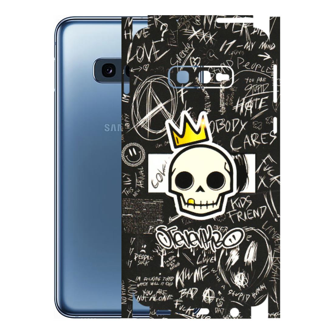 Samsung A/S Series Phone Skins (All Models) - Funny Skull Black Chalk Grafitti - 3D Embossed Finish (L-22) Samsung Galaxy S10E