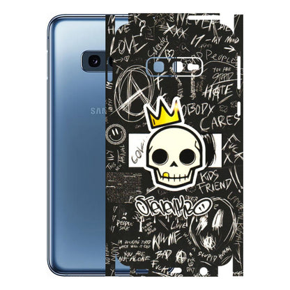 Samsung A/S Series Phone Skins (All Models) - Funny Skull Black Chalk Grafitti - 3D Embossed Finish (L-22) Samsung Galaxy S10E