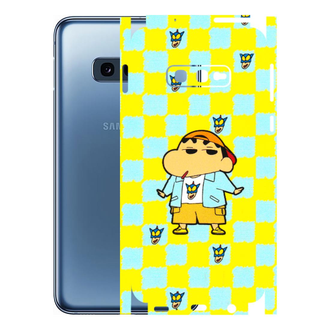 Samsung A/S Series Phone Skins (All Models) - Yellow Blue Shinchan Cute - 3D Embossed Finish (L-221) Samsung Galaxy S10E