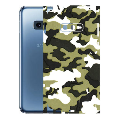 Samsung A/S Series Phone Skins (All Models) - Camouflages White And Green - 3D Embossed Finish (L-243) Samsung Galaxy S10E