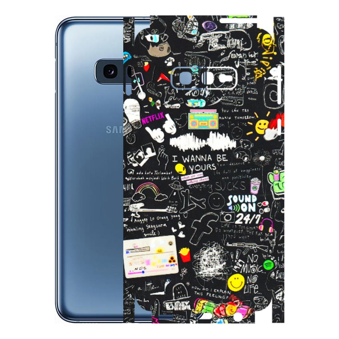 Samsung A/S Series Phone Skins (All Models) - Black Creatives Doodles - 3D Embossed Finish (L-311) Samsung Galaxy S10E