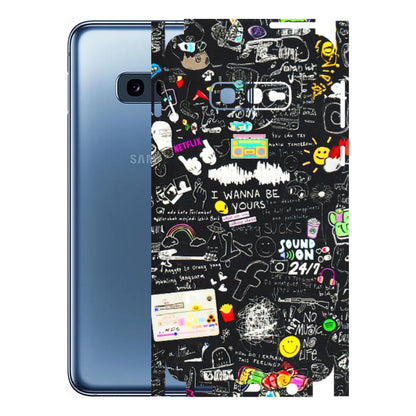 Samsung A/S Series Phone Skins (All Models) - Black Creatives Doodles - 3D Embossed Finish (L-311) Samsung Galaxy S10E