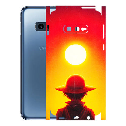 Samsung A/S Series Phone Skins (All Models) - Cool Sunset With Monkey D.Luffy Anime - 3D Embossed Finish (L-329) Samsung Galaxy S10E