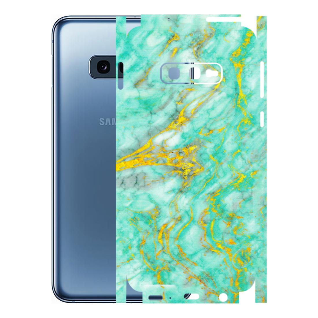 Samsung A/S Series Phone Skins (All Models) - Green And Gold Marble Feel - Matte Finish (M-16) Samsung Galaxy S10E