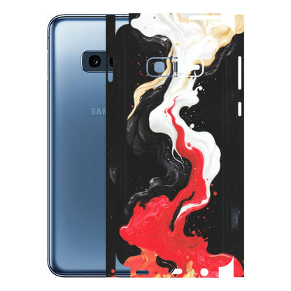 Samsung A/S Series Phone Skins (All Models) - Black Red White Paint Splash Fusion - Matte Finish (M-56) Samsung Galaxy S10E