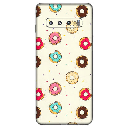 Samsung A/S Series Phone Skins (All Models) - Mini Donuts Doodle Art - 3D Embossed Finish (L-122) Samsung Galaxy S10