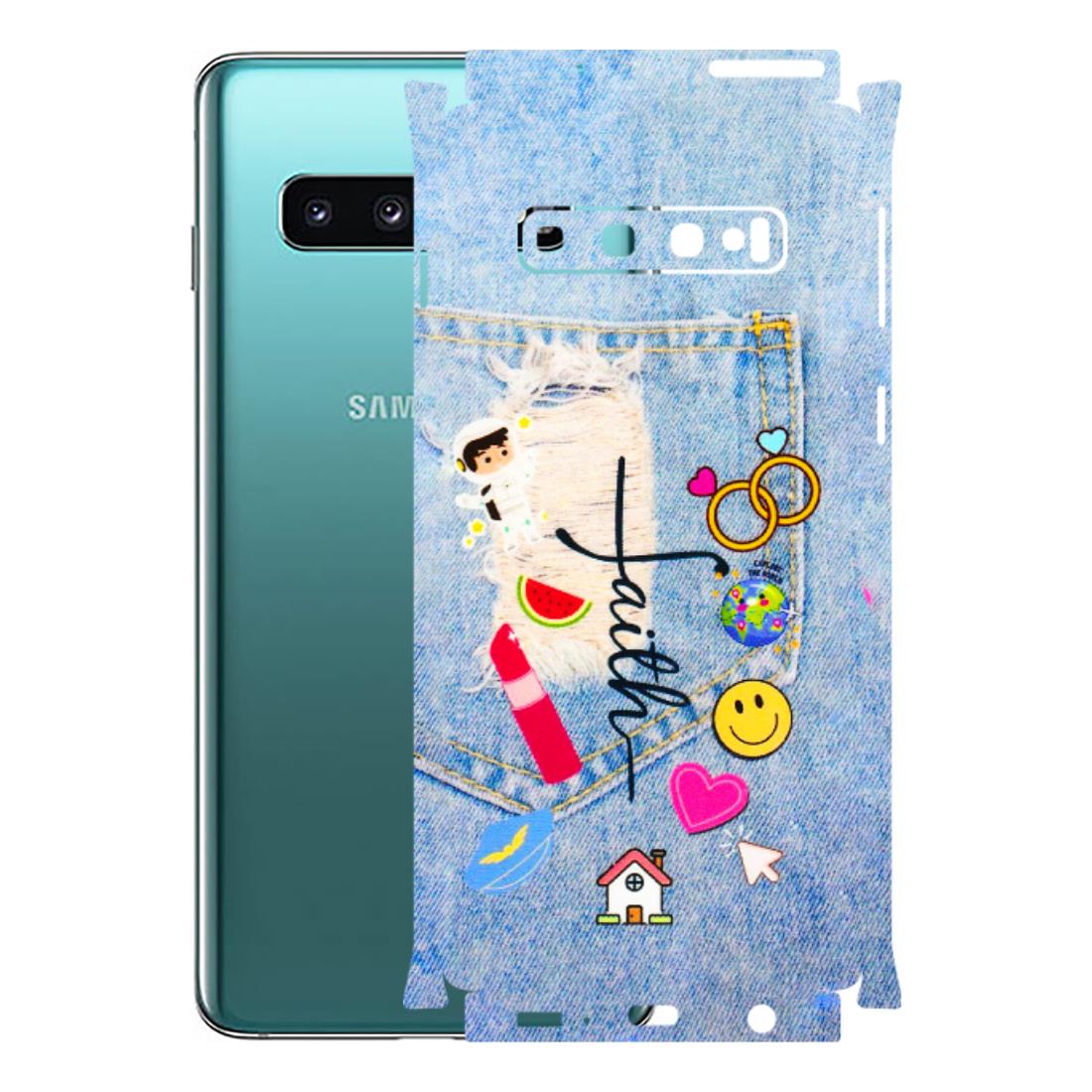 Samsung A/S Series Phone Skins (All Models) - Denim Jeans Pocket - 3D Embossed Finish (L-134) Samsung Galaxy S10