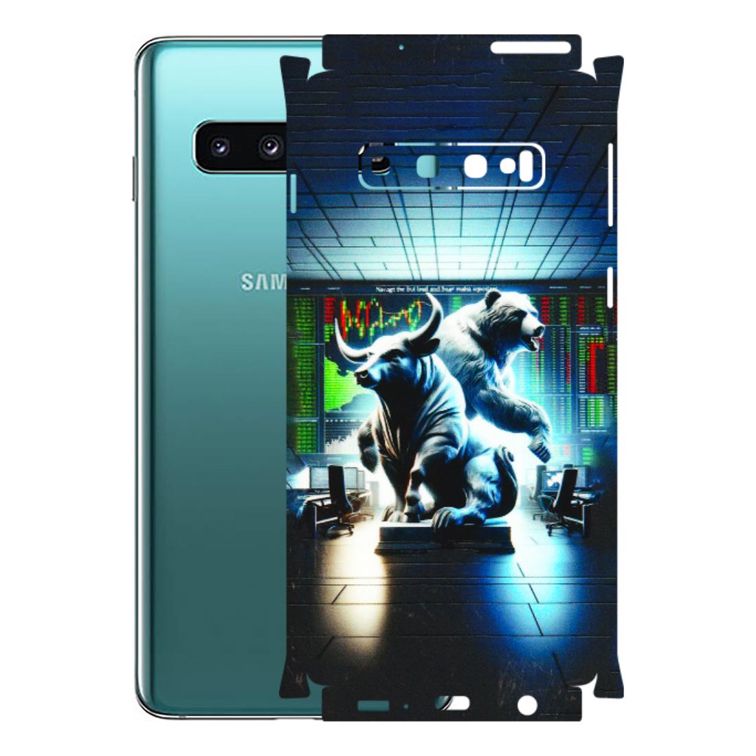Samsung A/S Series Phone Skins (All Models) - Stock Market Sensex Bear vs Bulls - 3D Embossed Finish (L-15) Samsung Galaxy S10