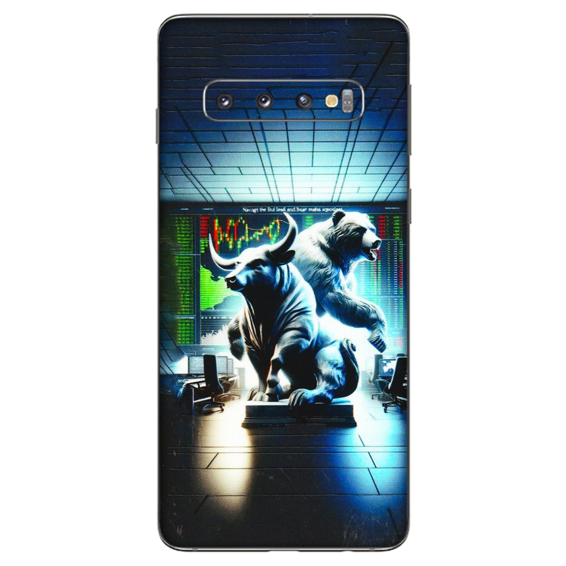 Samsung A/S Series Phone Skins (All Models) - Stock Market Sensex Bear vs Bulls - 3D Embossed Finish (L-15) Samsung Galaxy S10