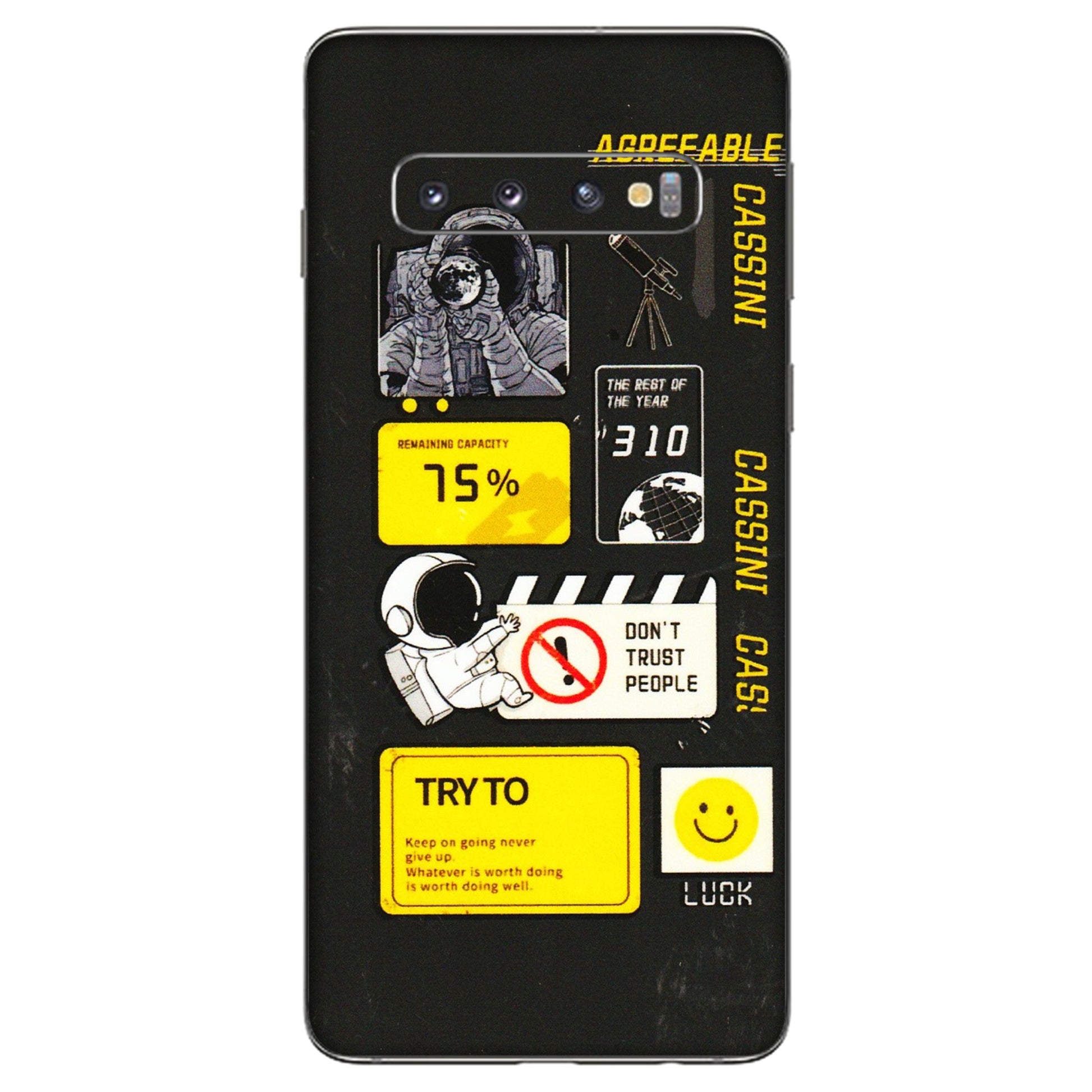 Samsung A/S Series Phone Skins (All Models) - Black Cassini - 3D Embossed Finish (L-161) Samsung Galaxy S10