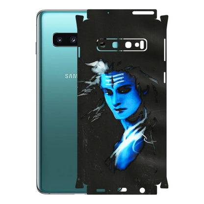 Samsung A/S Series Phone Skins (All Models) - Har Har Mahadev Blue/Black - 3D Embossed Finish (L-185) Samsung Galaxy S10