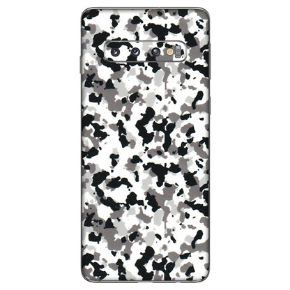 Samsung A/S Series Phone Skins (All Models) - White Black Camouflage - 3D Embossed Finish (L-18) Samsung Galaxy S10