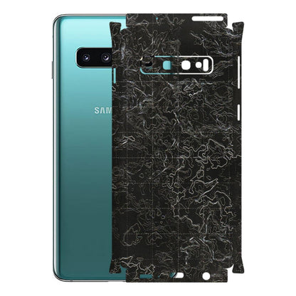 Samsung A/S Series Phone Skins (All Models) - Black map Texture - 3D Embossed Finish (L-201) Samsung Galaxy S10