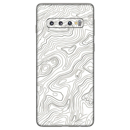 Samsung A/S Series Phone Skins (All Models) - White Black Swirls - 3D Embossed Finish (L-219) Samsung Galaxy S10