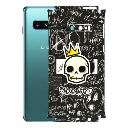 Samsung A/S Series Phone Skins (All Models) - Funny Skull Black Chalk Grafitti - 3D Embossed Finish (L-22) Samsung Galaxy S10
