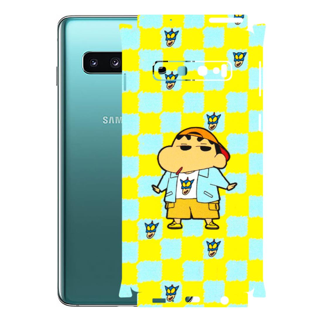 Samsung A/S Series Phone Skins (All Models) - Yellow Blue Shinchan Cute - 3D Embossed Finish (L-221) Samsung Galaxy S10