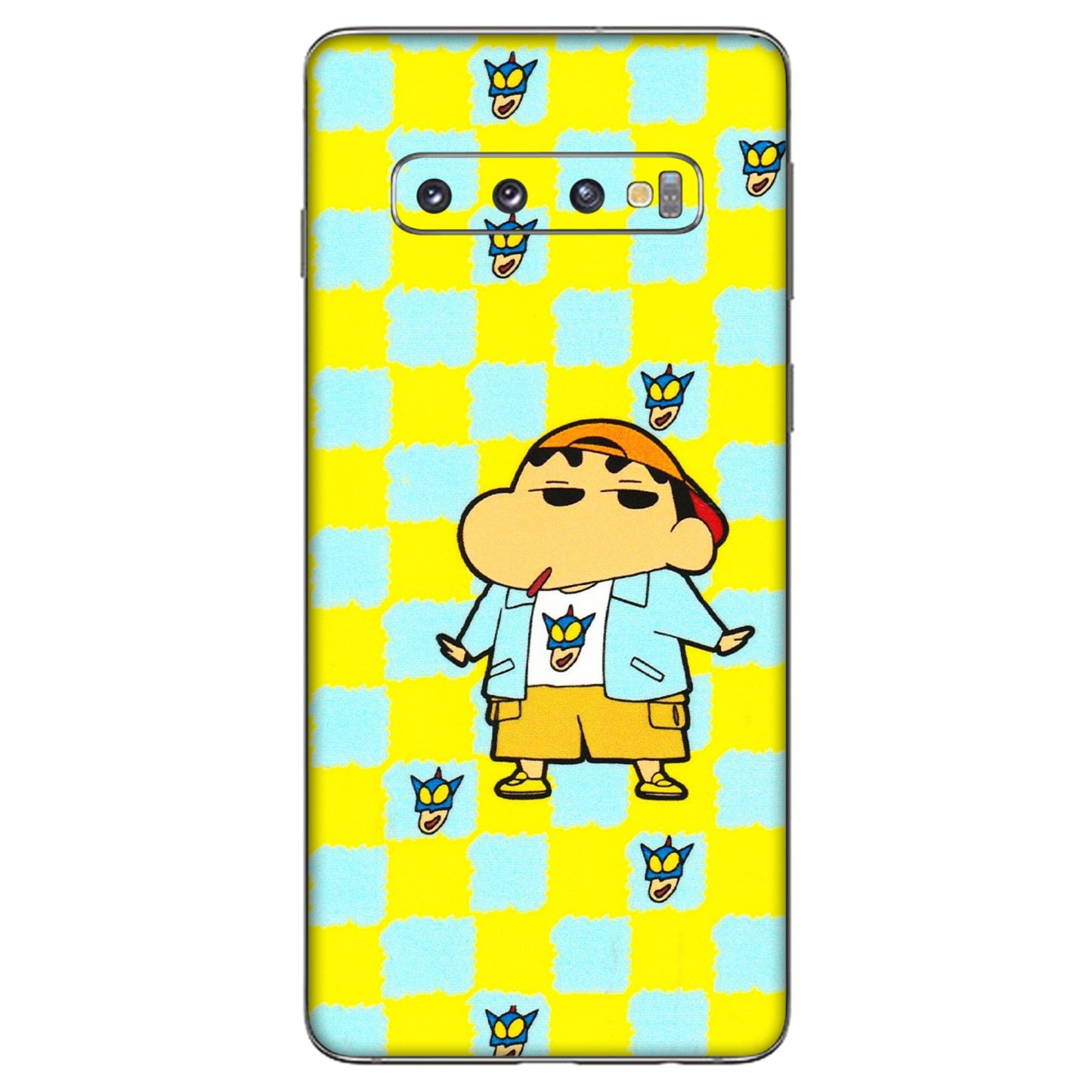 Samsung A/S Series Phone Skins (All Models) - Yellow Blue Shinchan Cute - 3D Embossed Finish (L-221) Samsung Galaxy S10