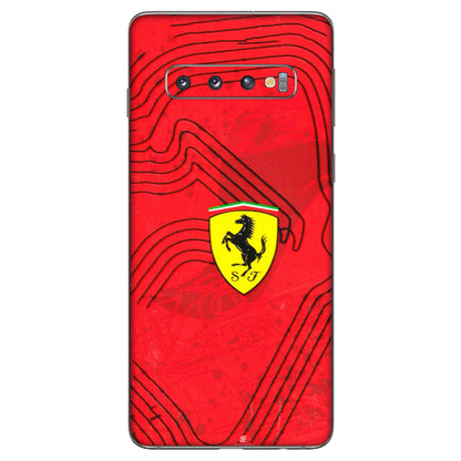 Samsung A/S Series Phone Skins (All Models) - Red Ferrari Logo Stylish - 3D Embossed Finish (L-238) Samsung Galaxy S10