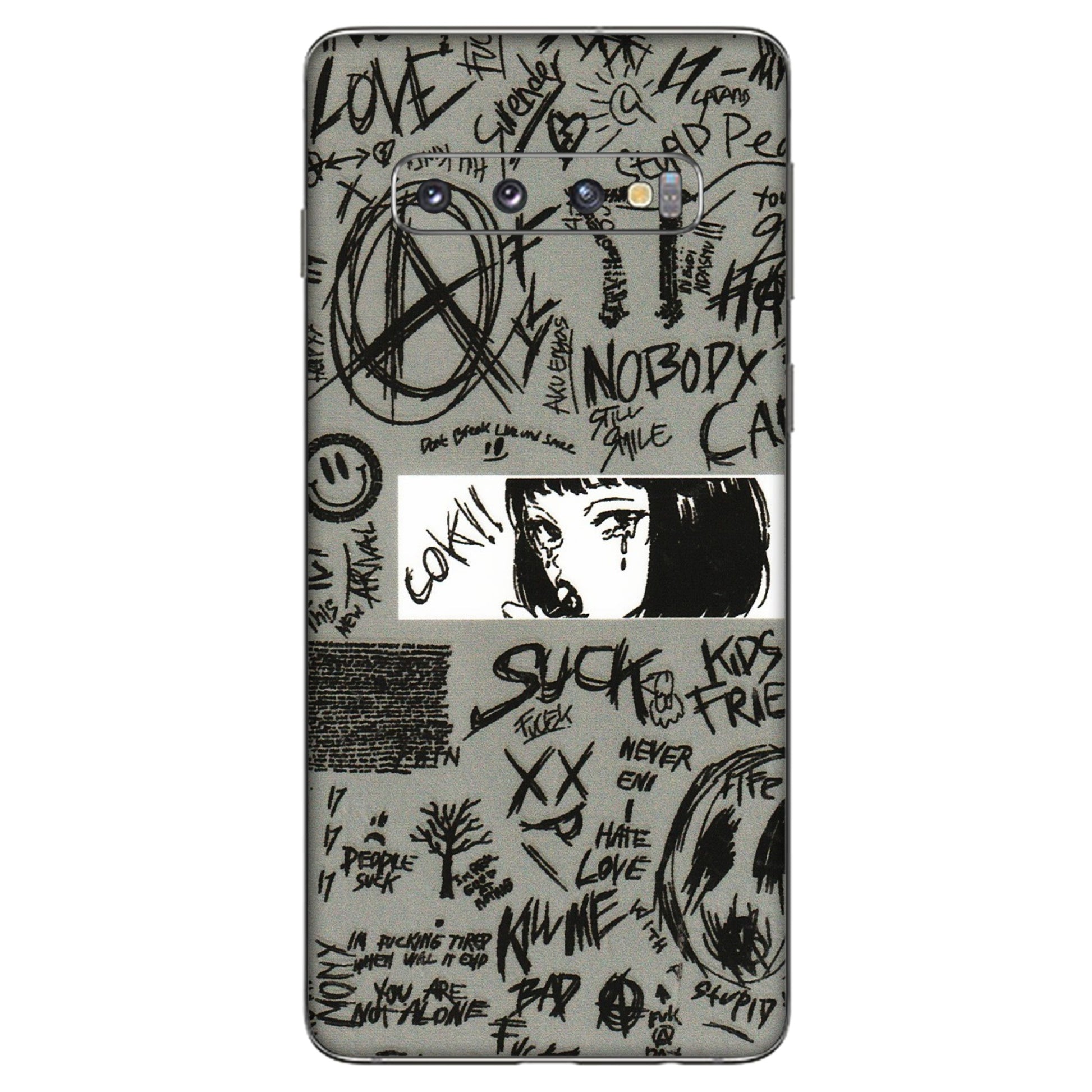 Samsung A/S Series Phone Skins (All Models) - Never Have Love Anime - 3D Embossed Finish (L-260) Samsung Galaxy S10