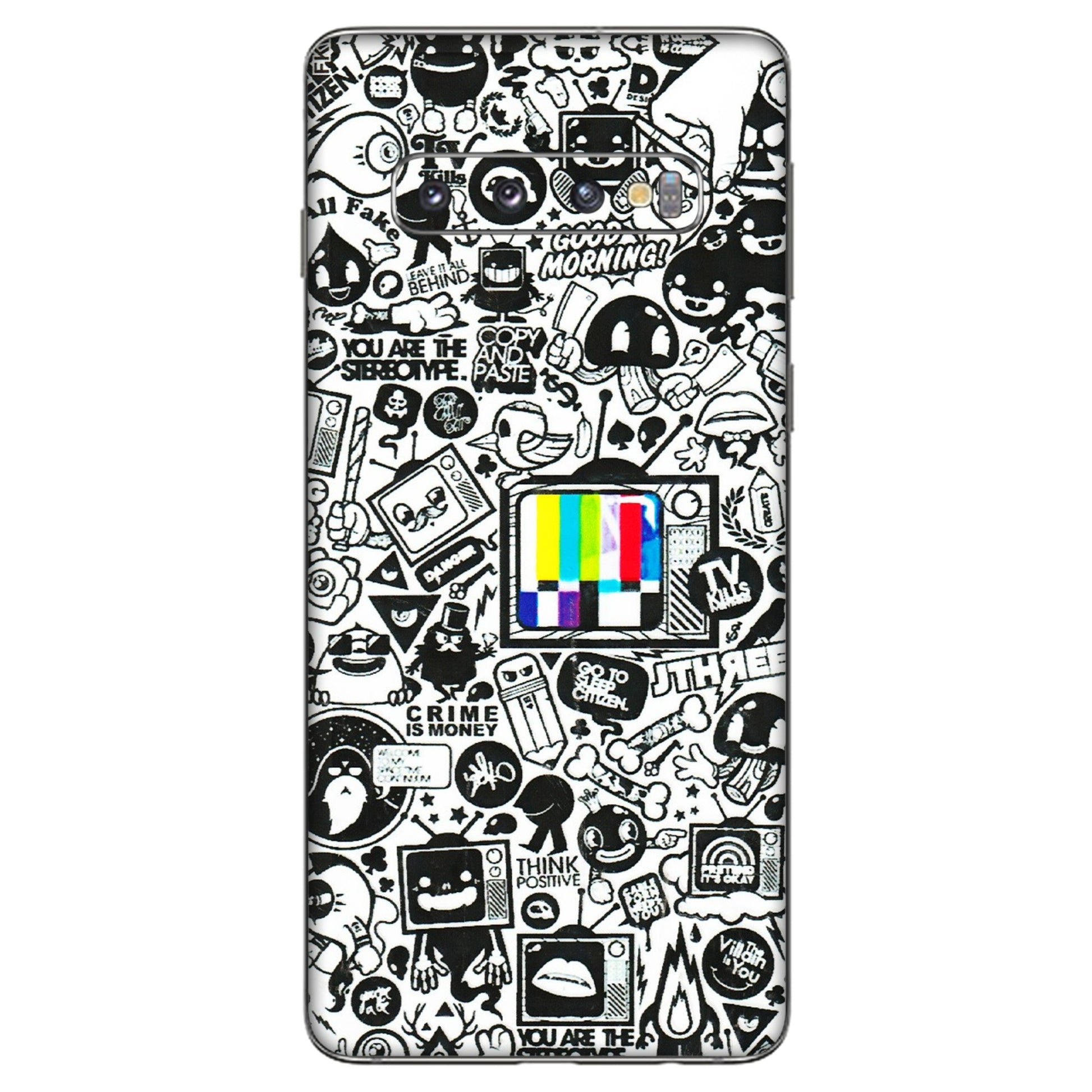 Samsung A/S Series Phone Skins (All Models) - Doodles Positive Art - 3D Embossed Finish (L-263) Samsung Galaxy S10