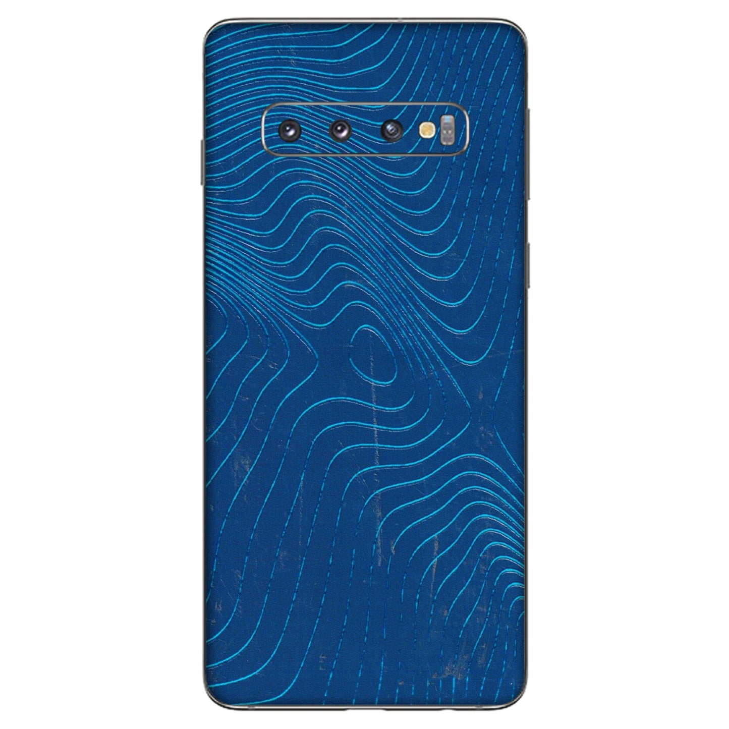 Samsung A/S Series Phone Skins (All Models) - Abstract Blue Line Map - 3D Embossed Finish (L-272) Samsung Galaxy S10