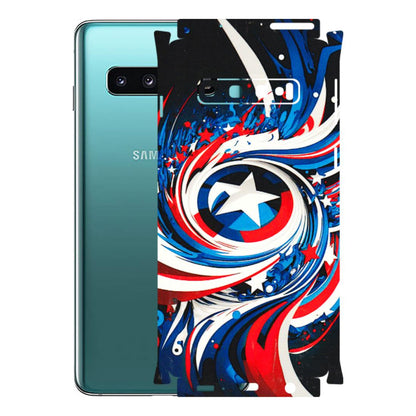 Samsung A/S Series Phone Skins (All Models) - Captain America Logo - 3D Embossed Finish (L-307) Samsung Galaxy S10