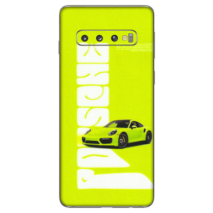 Samsung A/S Series Phone Skins (All Models) - Lime Green Porche - 3D Embossed Finish (L-30) Samsung Galaxy S10