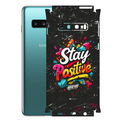 Samsung A/S Series Phone Skins (All Models) - Stay Positive Black - 3D Embossed Finish (L-31) Samsung Galaxy S10
