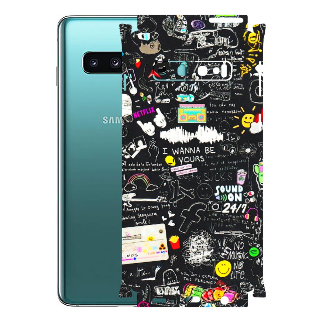 Samsung A/S Series Phone Skins (All Models) - Black Creatives Doodles - 3D Embossed Finish (L-311) Samsung Galaxy S10