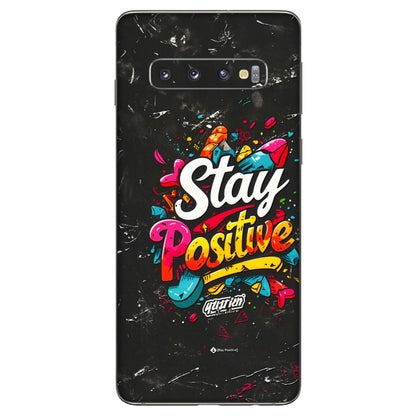 Samsung A/S Series Phone Skins (All Models) - Stay Positive Black - 3D Embossed Finish (L-31) Samsung Galaxy S10