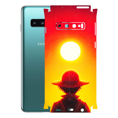 Samsung A/S Series Phone Skins (All Models) - Cool Sunset With Monkey D.Luffy Anime - 3D Embossed Finish (L-329) Samsung Galaxy S10