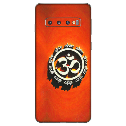 Samsung A/S Series Phone Skins (All Models) - Aum Shiv Orange - 3D Embossed Finish (L-32) Samsung Galaxy S10