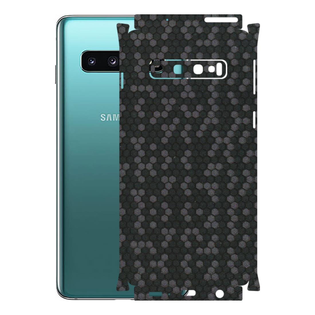Samsung A/S Series Phone Skins (All Models) - Black Grey Honeycomb Sober - 3D Embossed Finish (L-85) Samsung Galaxy S10