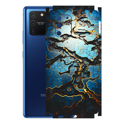 Samsung A/S Series Phone Skins (All Models) - Blue Gold Abstract - 3D Embossed Finish (L-11) Samsung Galaxy S10 Lite