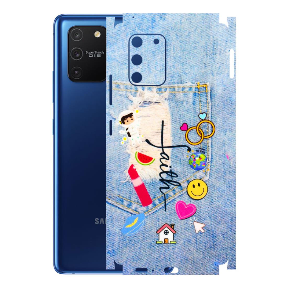 Samsung A/S Series Phone Skins (All Models) - Denim Jeans Pocket - 3D Embossed Finish (L-134) Samsung Galaxy S10 Lite