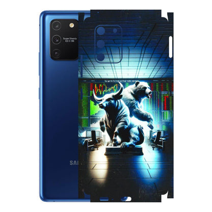 Samsung A/S Series Phone Skins (All Models) - Stock Market Sensex Bear vs Bulls - 3D Embossed Finish (L-15) Samsung Galaxy S10 Lite