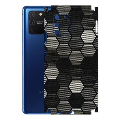 Samsung A/S Series Phone Skins (All Models) - Black & White Dotted Honeycomb Texture - 3D Embossed Finish (L-202) Samsung Galaxy S10 Lite