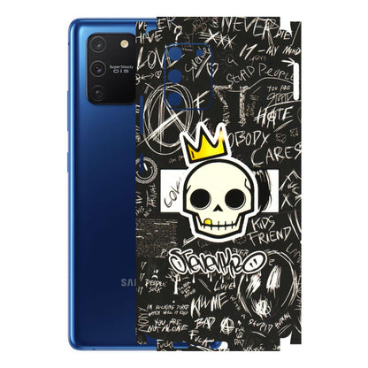 Samsung A/S Series Phone Skins (All Models) - Funny Skull Black Chalk Grafitti - 3D Embossed Finish (L-22) Samsung Galaxy S10 Lite
