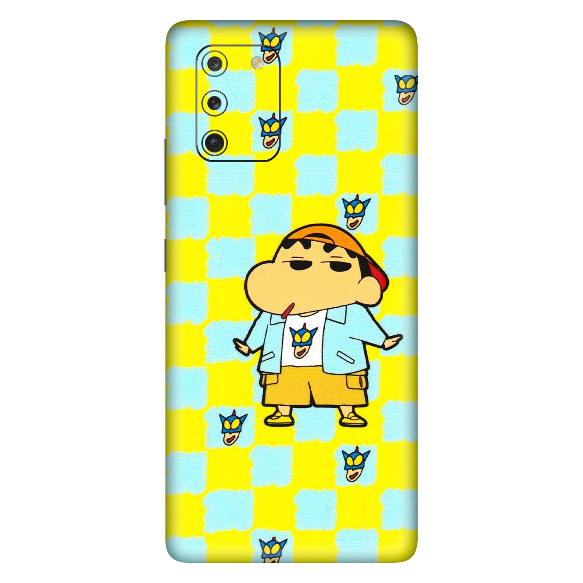 Samsung A/S Series Phone Skins (All Models) - Yellow Blue Shinchan Cute - 3D Embossed Finish (L-221) Samsung Galaxy S10 Lite