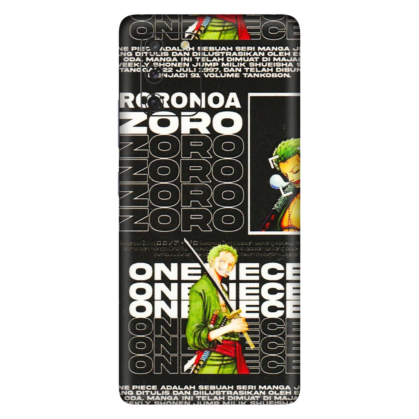 Samsung A/S Series Phone Skins (All Models) - One Piece Zoro - 3D Embossed Finish (L-250) Samsung Galaxy S10 Lite