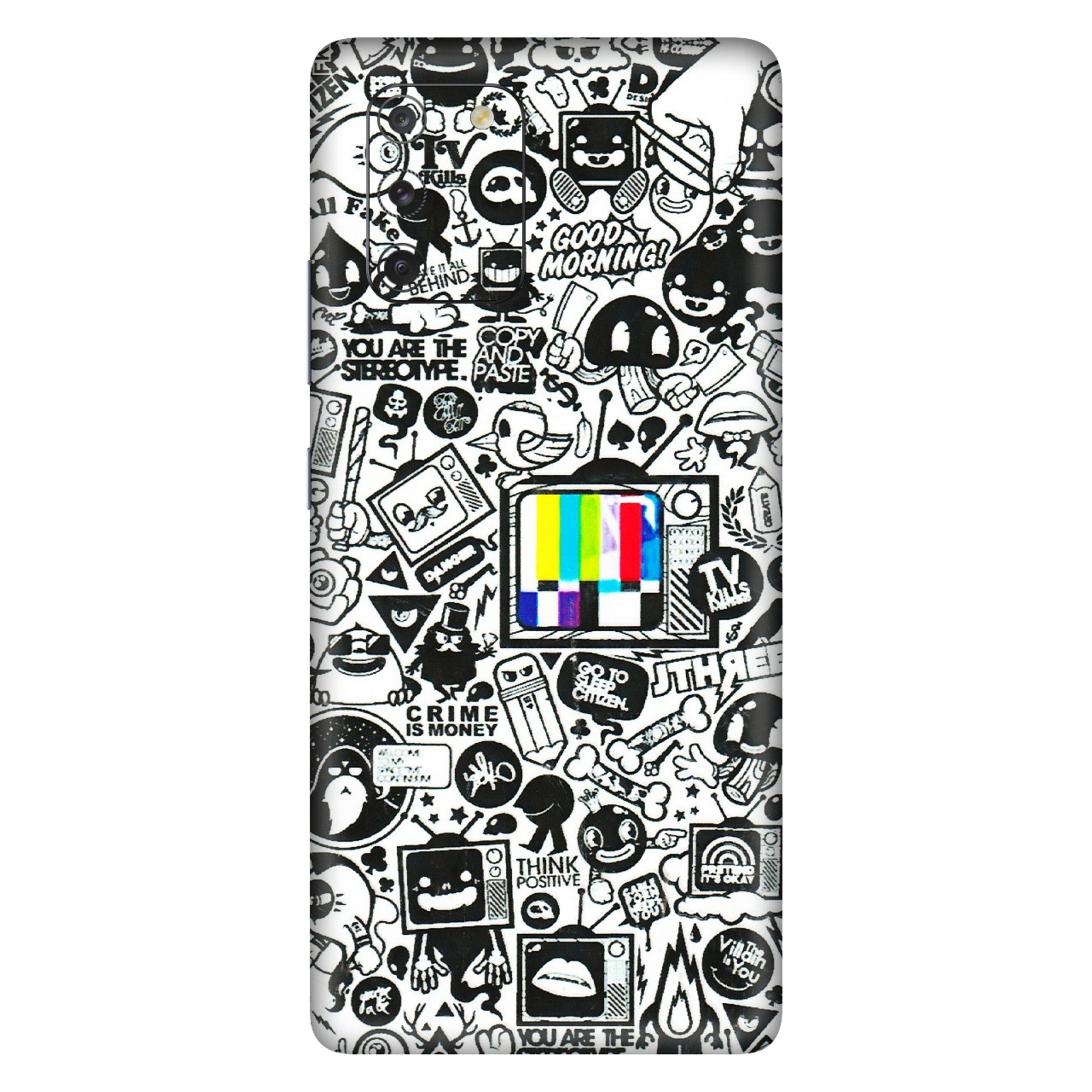 Samsung A/S Series Phone Skins (All Models) - Doodles Positive Art - 3D Embossed Finish (L-263) Samsung Galaxy S10 Lite