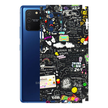 Samsung A/S Series Phone Skins (All Models) - Black Creatives Doodles - 3D Embossed Finish (L-311) Samsung Galaxy S10 Lite