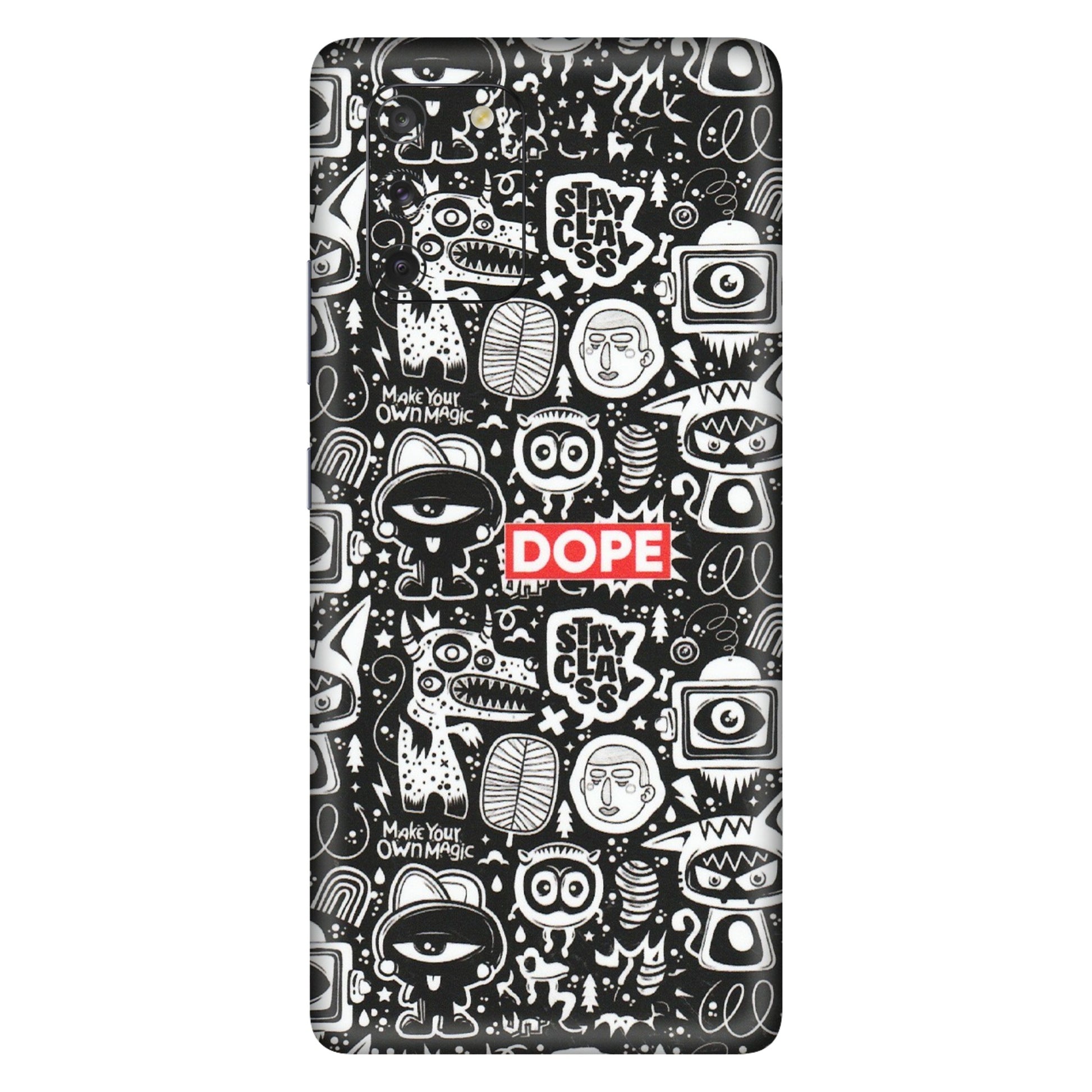 Samsung A/S Series Phone Skins (All Models) - Dope Stay Classy Black Doodles - Matte Finish (M-126) Samsung Galaxy S10 Lite