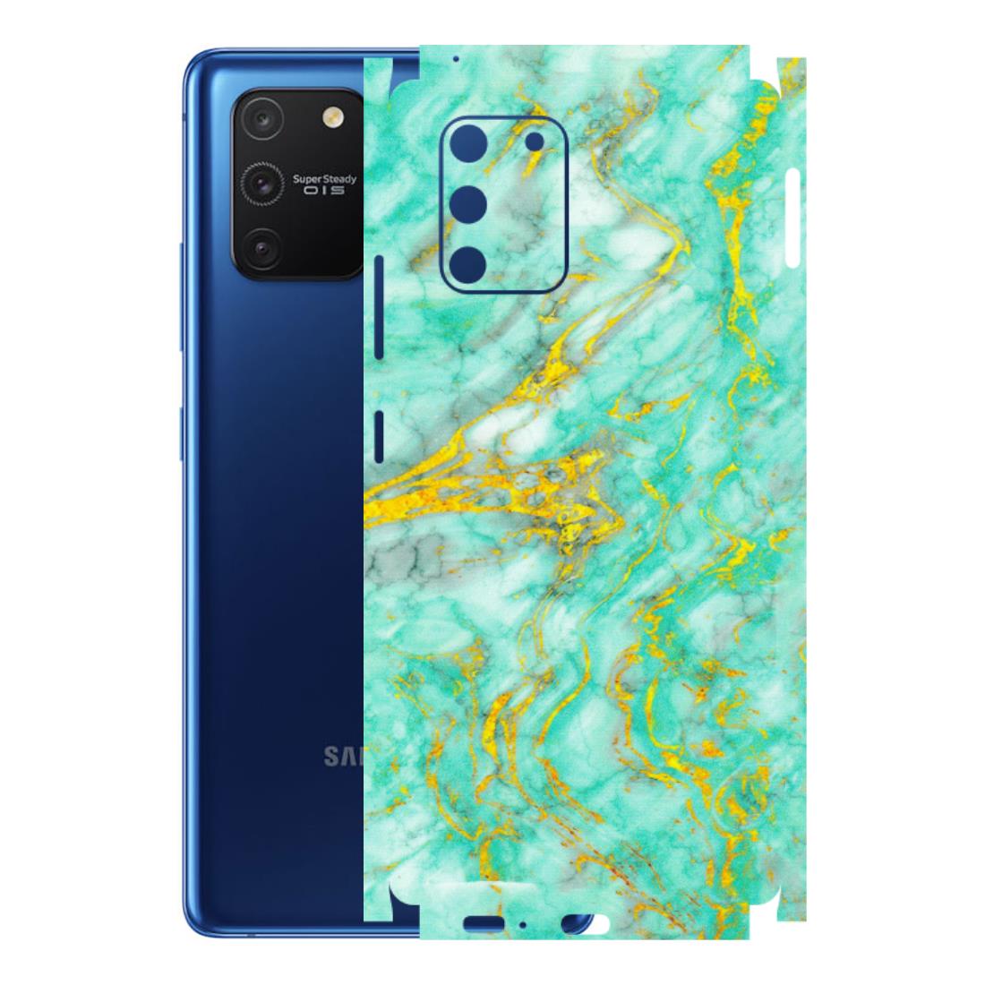 Samsung A/S Series Phone Skins (All Models) - Green And Gold Marble Feel - Matte Finish (M-16) Samsung Galaxy S10 Lite